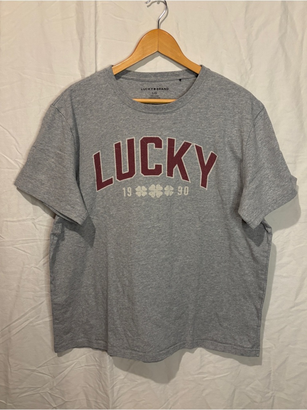 Lucky Brand Boxy Fit Graphic Tee Grey Oversized T-Shirt